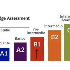 Gráfico de niveles de inglés en España, de A1 a C2, con el logo de Cambridge English.