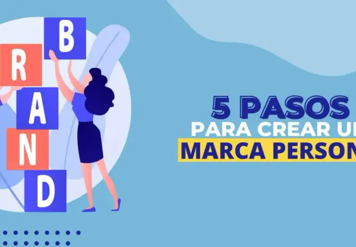 Curso marca personal: dos personas arman la palabra "BRAND" con bloques. 5 pasos para crear tu marca.