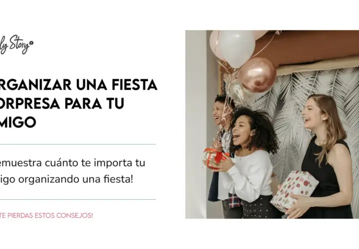 Jóvenes ríen y sostienen regalos en una fiesta sorpresa de cumpleaños, rodeados de globos.