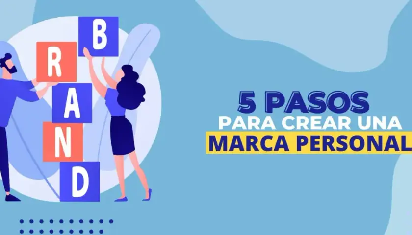 Curso marca personal: dos personas arman la palabra "BRAND" con bloques. 5 pasos para crear tu marca.