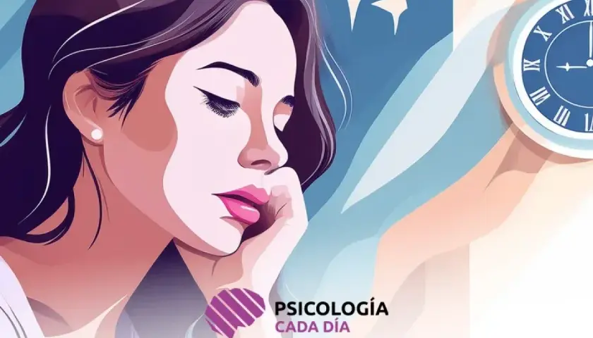 Mujer pensativa, con la mano en la barbilla, frente a un reloj. Reflexionando sobre cómo tomar una decisión sentimental.
